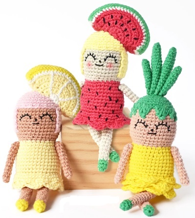Amigurumi Lemon, Watermelon And Pineapple Girls Free Pattern
